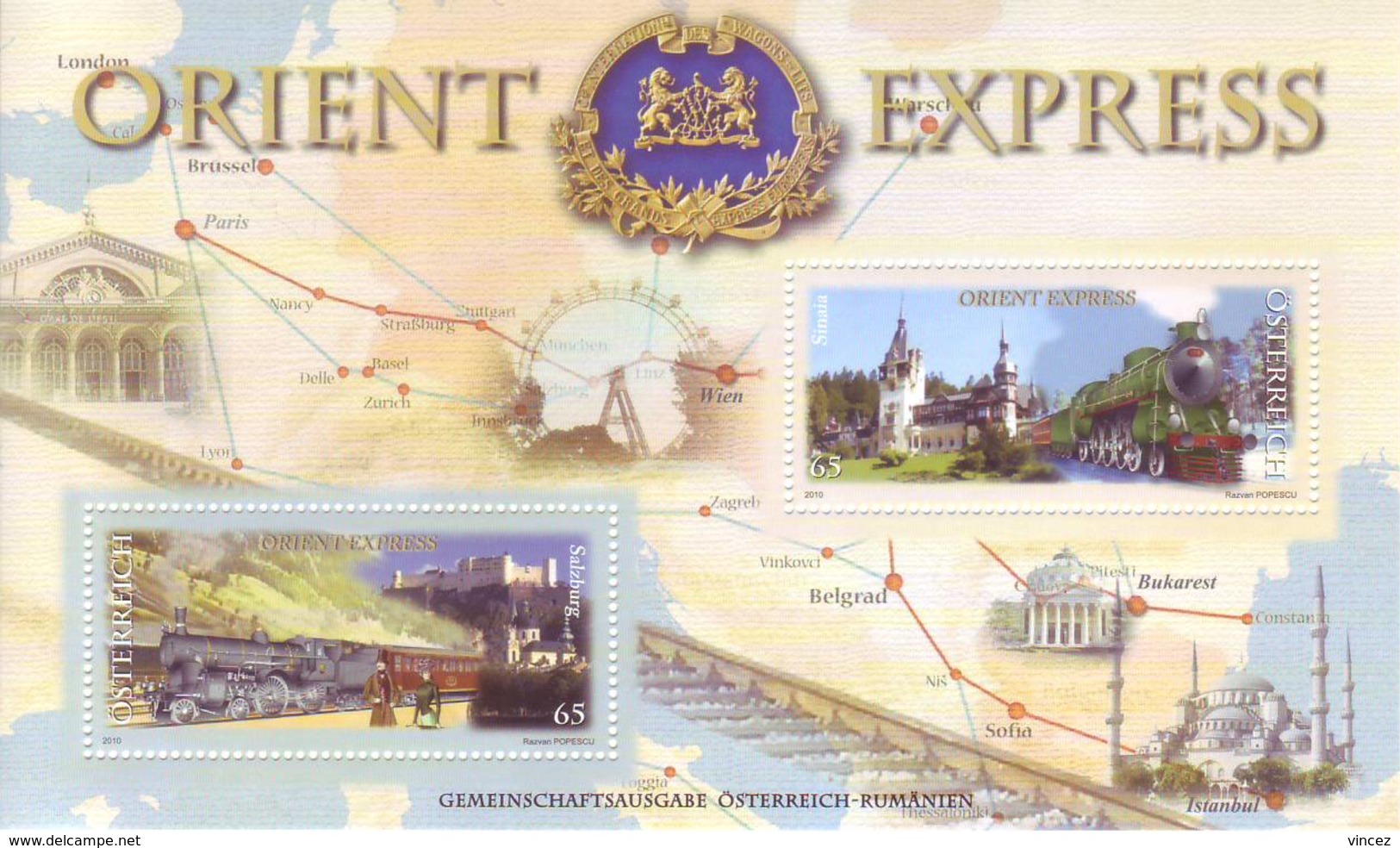 Austria 2010 - Orient Express, Foglietto MNH** Integro - Unused Stamps