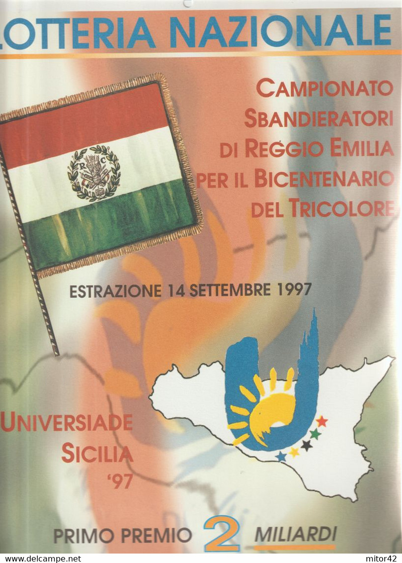 3-Locandina Lotteria, Sport Universiade Sicilia 1977-Campionato Sbandieratori Reggio Emilia-Nuova - Plaques En Carton