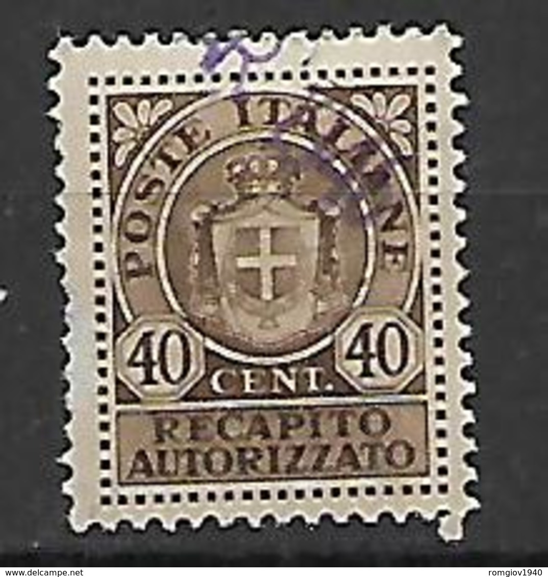 REGNO D'ITALIA LUOGOTENENZA 1945 RECAPITO AUTORIZZATO SASS. 6 USATO VF - Authorized Private Service