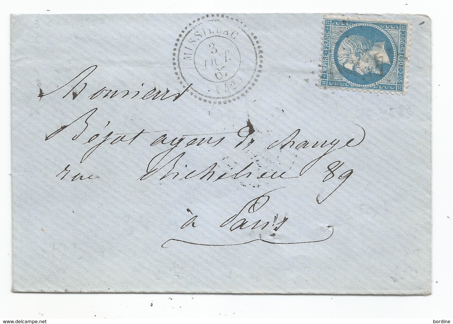 - LOIRE INFERIEURE - MISSILLAC - GC.4580 S/TP Napoléon III N°22 + Càd Perlé Type 22 - 1867 - 1862 Napoléon III.