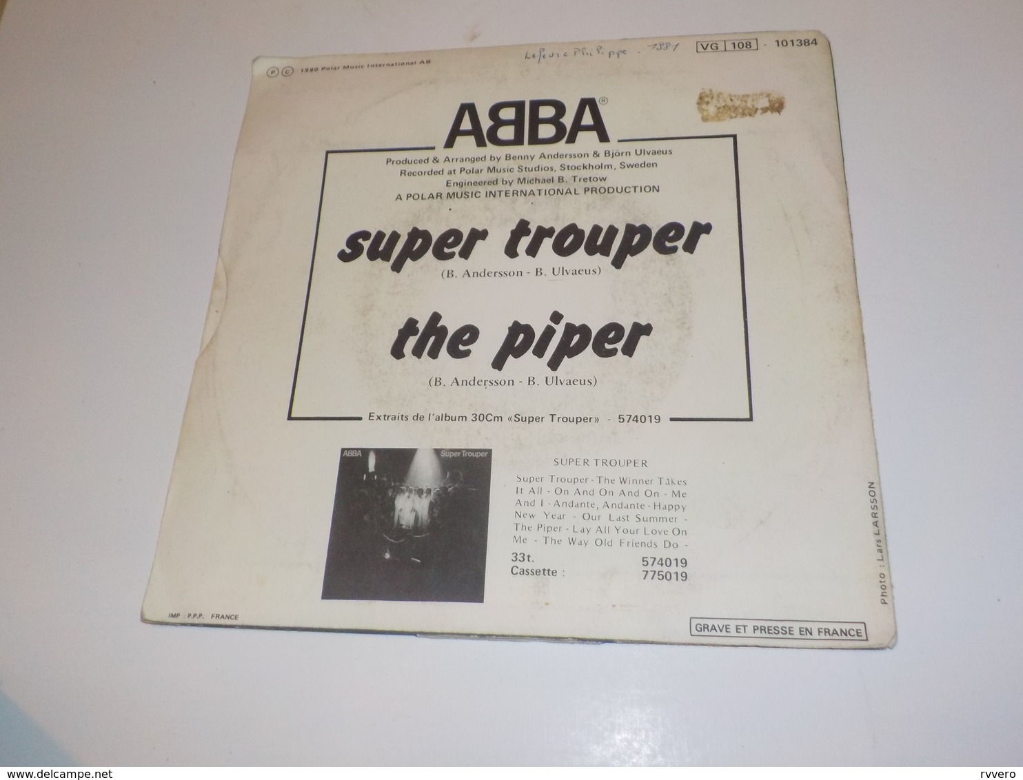 45 TOURS  ABBA SUPER TROUPER 1980 - New Age