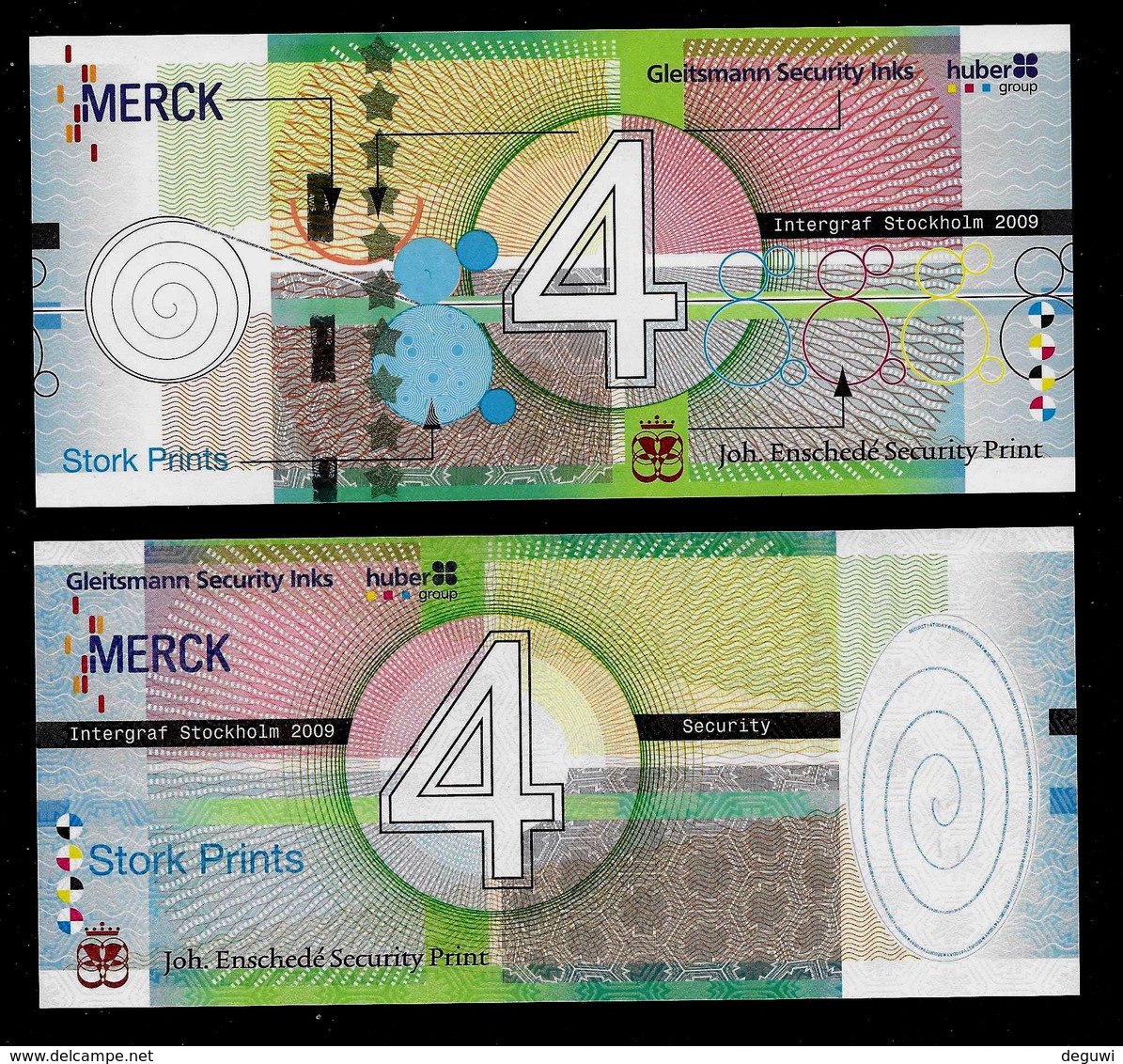 Test Note  MERCK, ENSCHEDE 4 Units, Testnote,  Beids. Druck, RRRRR, UNC, Intaglio, 160x72 Mm - Other & Unclassified