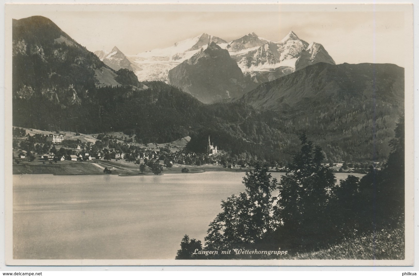 Lungern Mit Wetterhorngruppe - Photokarte - Gest. Lungern Frankatur K28 - Lungern