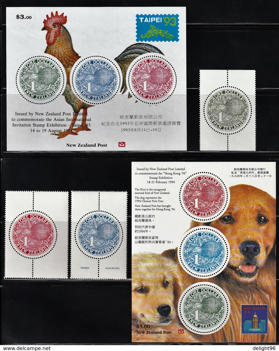 1988-94 New Zealand Round Kiwi Issues And Minisheets (** / MNH / UMM) - Kiwis