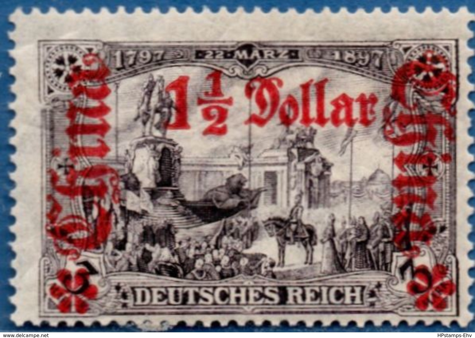 Deutsch Ämter China 1913 1½ $ Overprint On 3 Mark MH 2005.0335 German Offices, Overprint Right Of Center - Chine (bureaux)