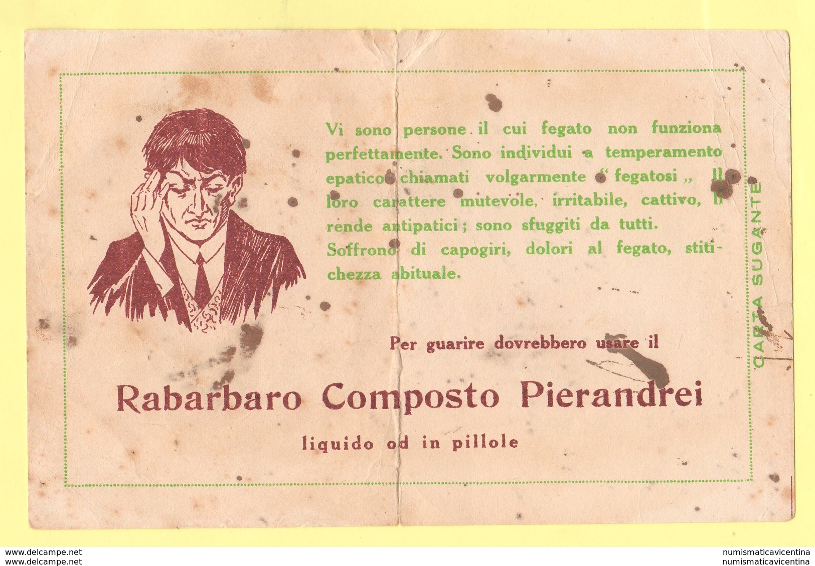 Carte Assorbenti Rabarbaro Pierandrei Carta Sugante Anni 40 O 50 - M