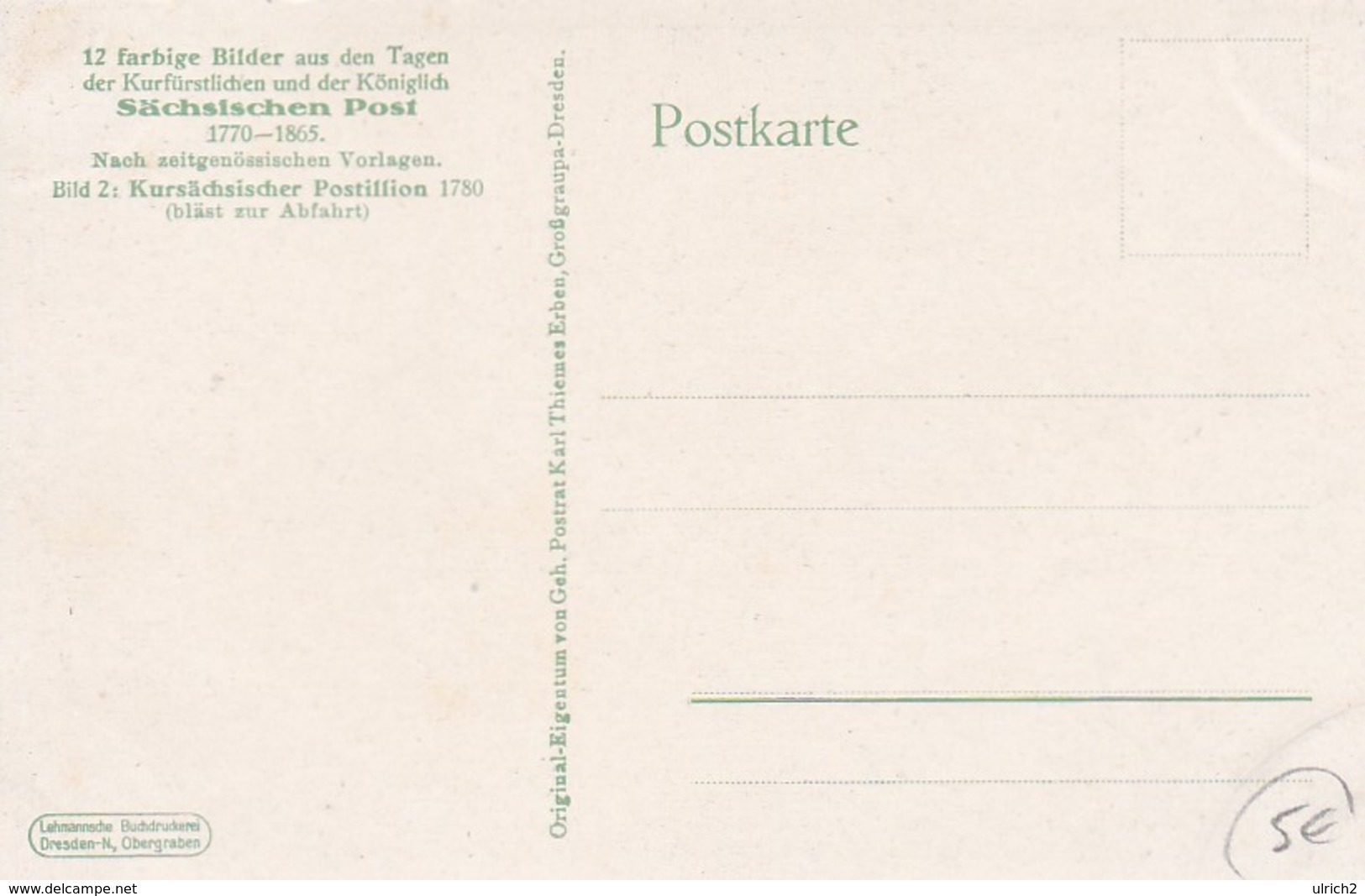 AK Kursächsischer Postillion 1780 - Sächsische Post 1770-1865 - Ca. 1915 (49969) - Poste & Facteurs