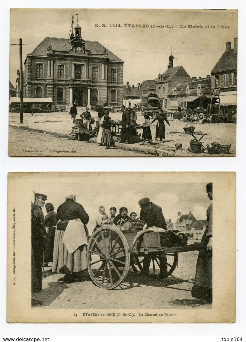 Deux Cartes Postale Etaples Sur Mer Pas De Calais Boulogne Sur Mer France French Postcard 1900s - Etaples