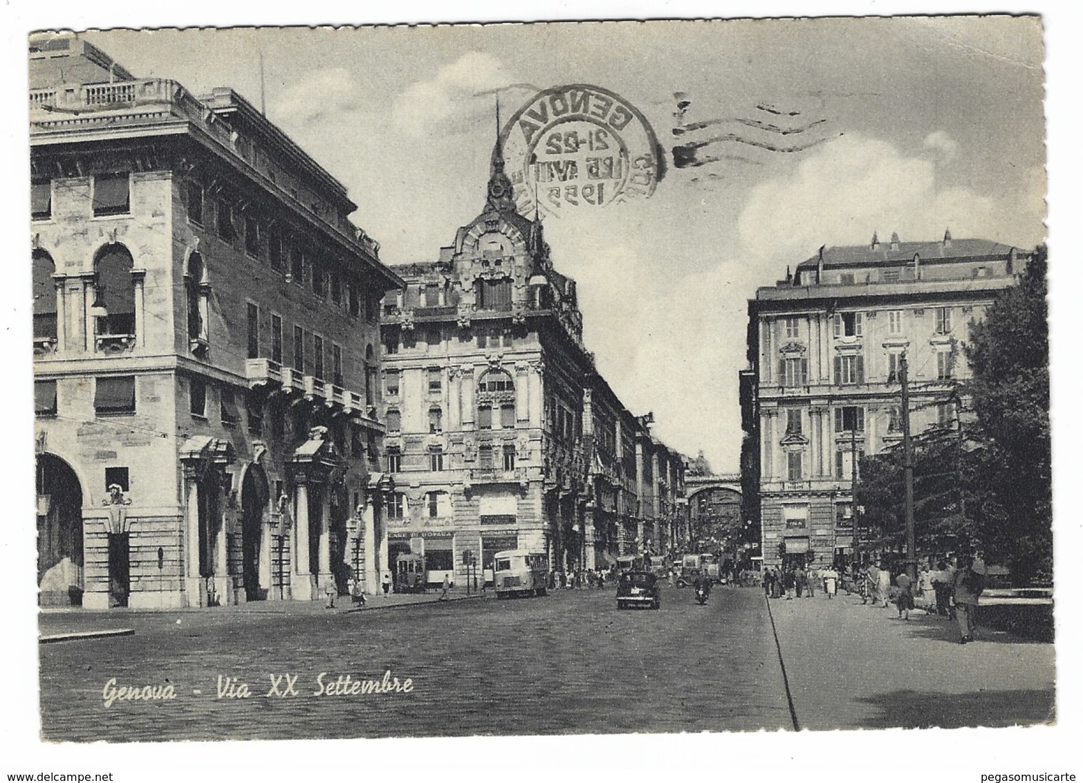 6180 - GENOVA VIA XX SETTEMBRE ANIMATA 1955 - Genova (Genua)