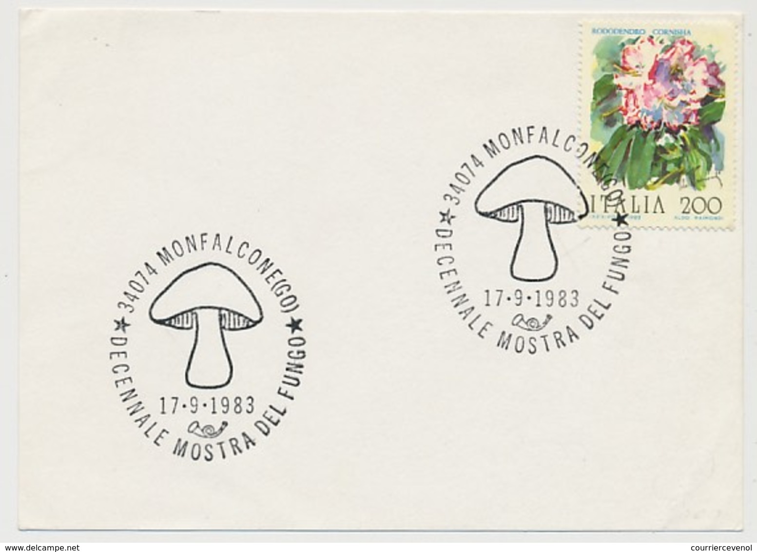 ITALIE - Sur Carton Simple, Timbre Et Oblitération "Champignon" 1983 - Mushrooms