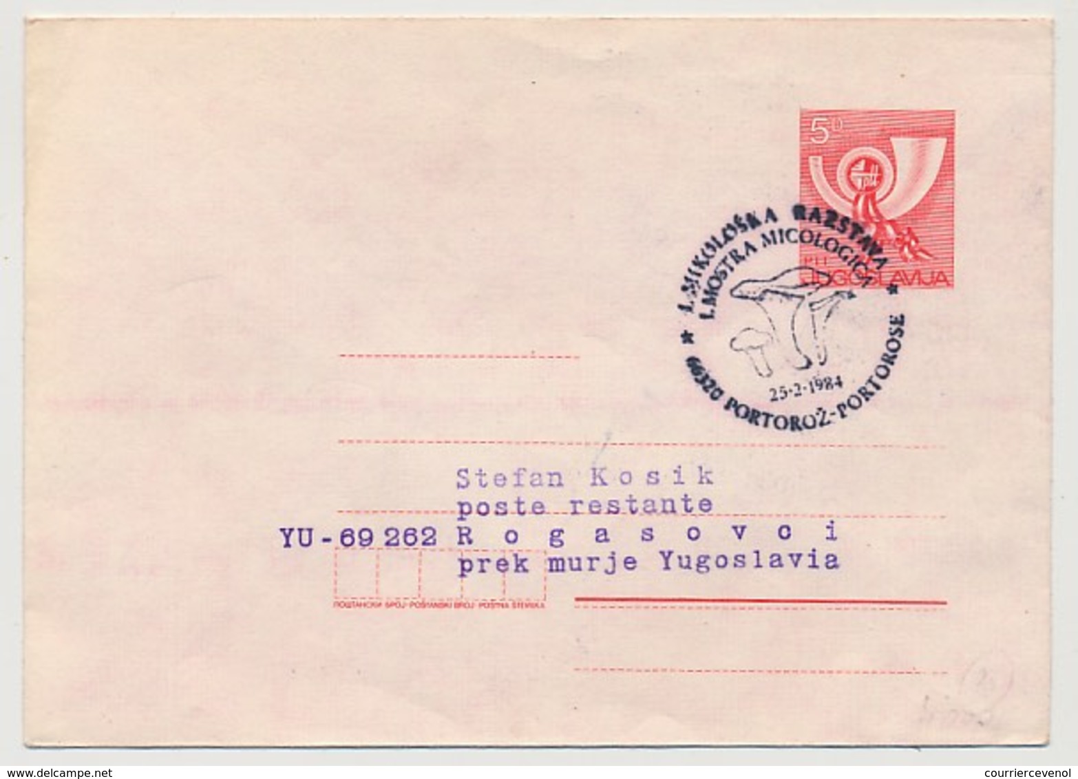 YOUGOSLAVIE - Entier (enveloppe) - Oblit Temporaire Illustrée CHAMPIGNON - 1984 - Hongos