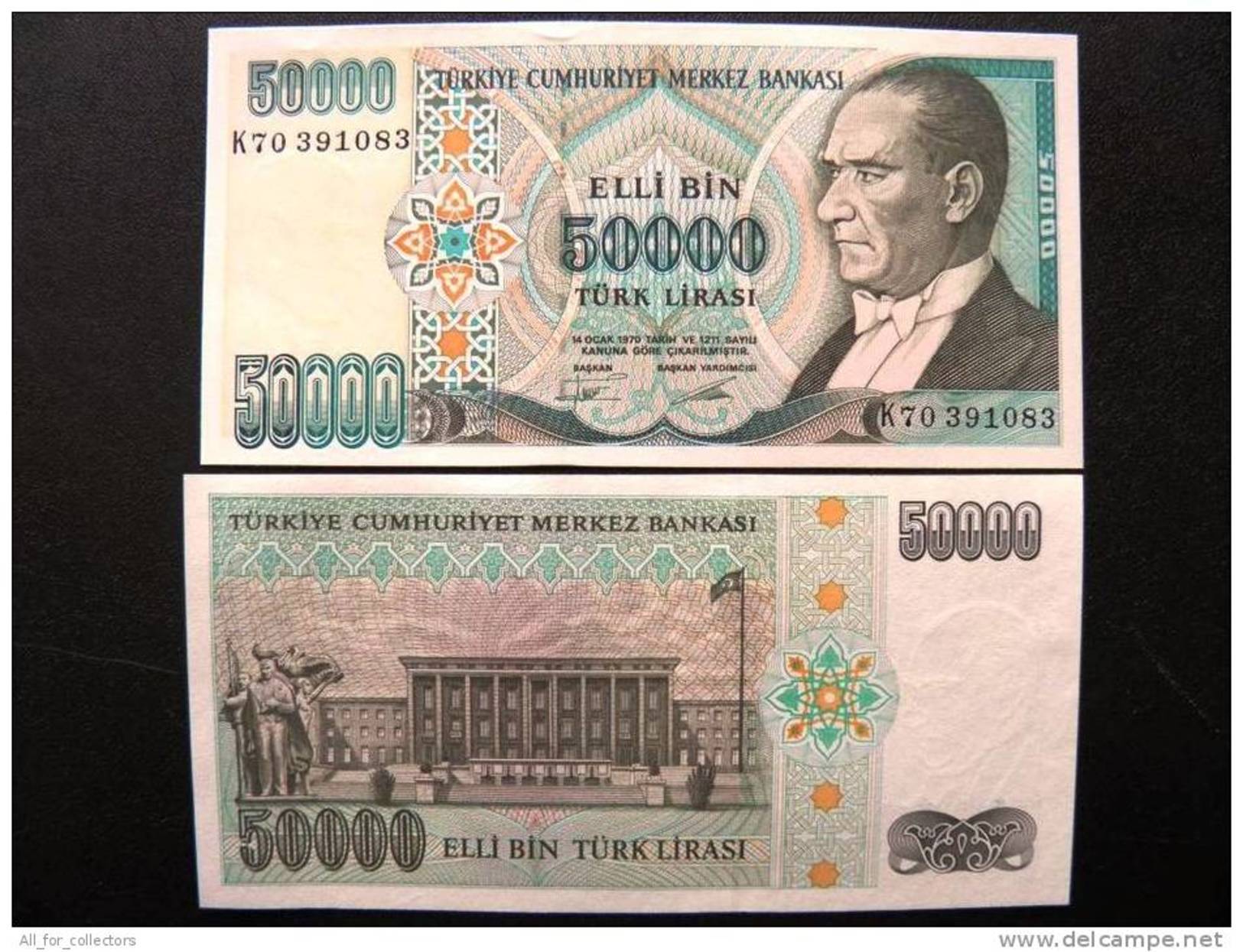 UNC Banknote From Turkey #204 50,000 Lira 1970 (1995) Parliament House $2,5 In Catalogue - Turchia