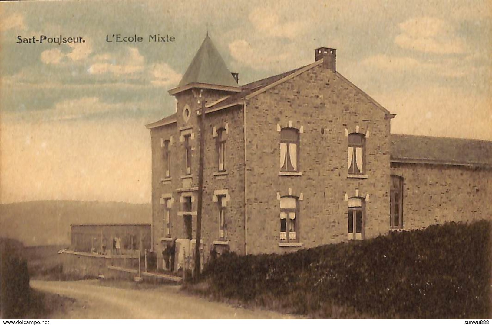 Sart-Poulseur - L'Ecole Mixte (petite Animation, Colorisée, Phot Jos. Raskin) - Esneux