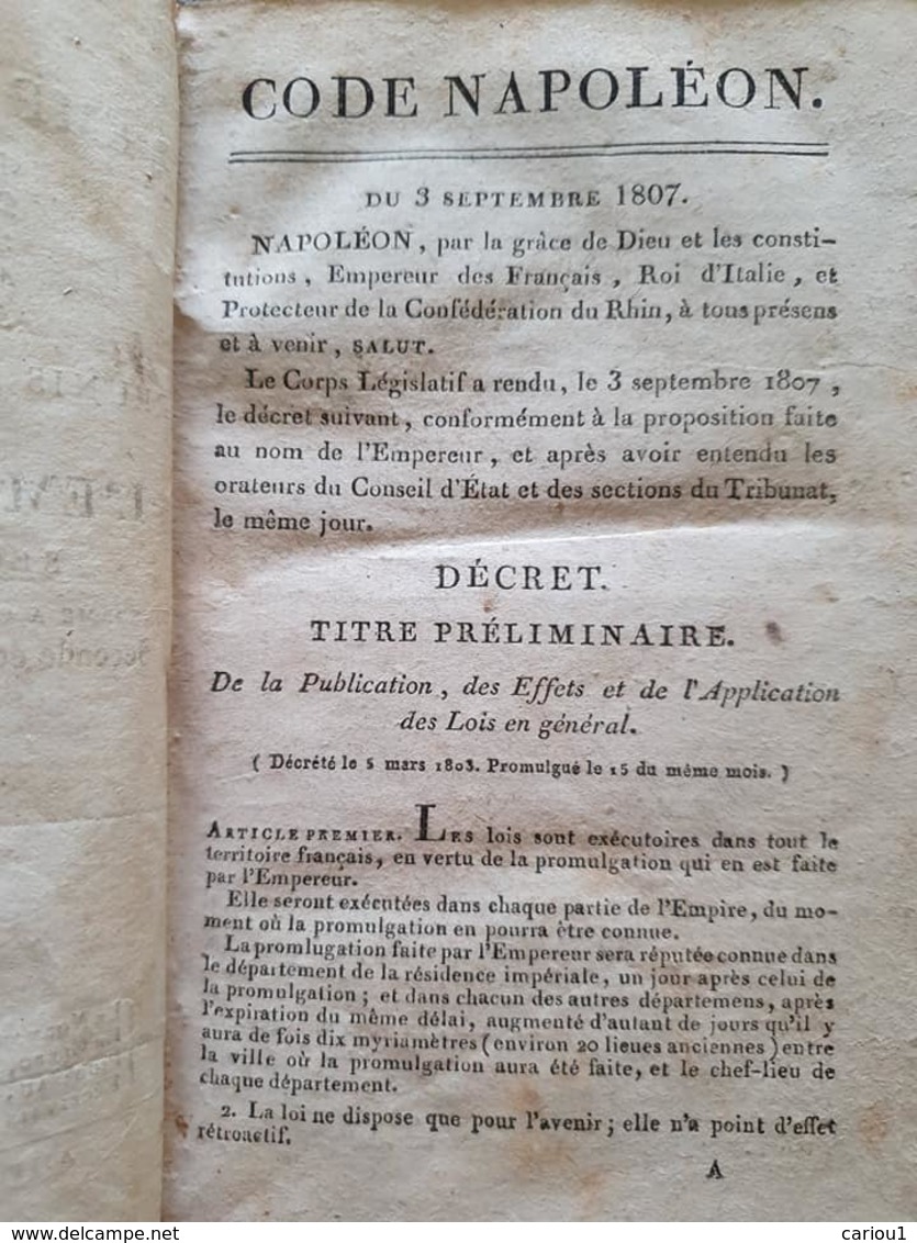 C1  CODE NAPOLEON - CINQ CODES EMPIRE FRANCAIS 1812 Relie CUIR D EPOQUE - Français