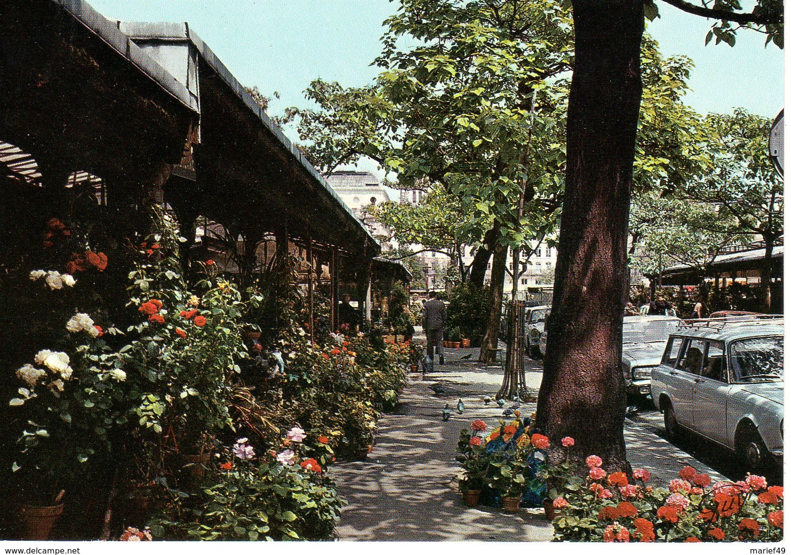 PARIS (75) PLACE LOUIS LÉPINE MARCHÉ AUX FLEURS ANIMÉ, CARTE VIERGE - Plazas