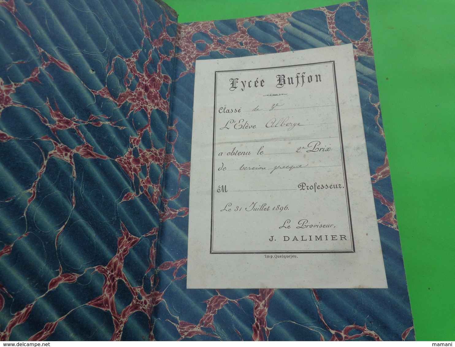 Livre Lycee Buffon Eleve Alberge-etudes Sur La Grece -beaux Arts -les Sites Et La Population -gabriel Thomas-1895 - Altri & Non Classificati