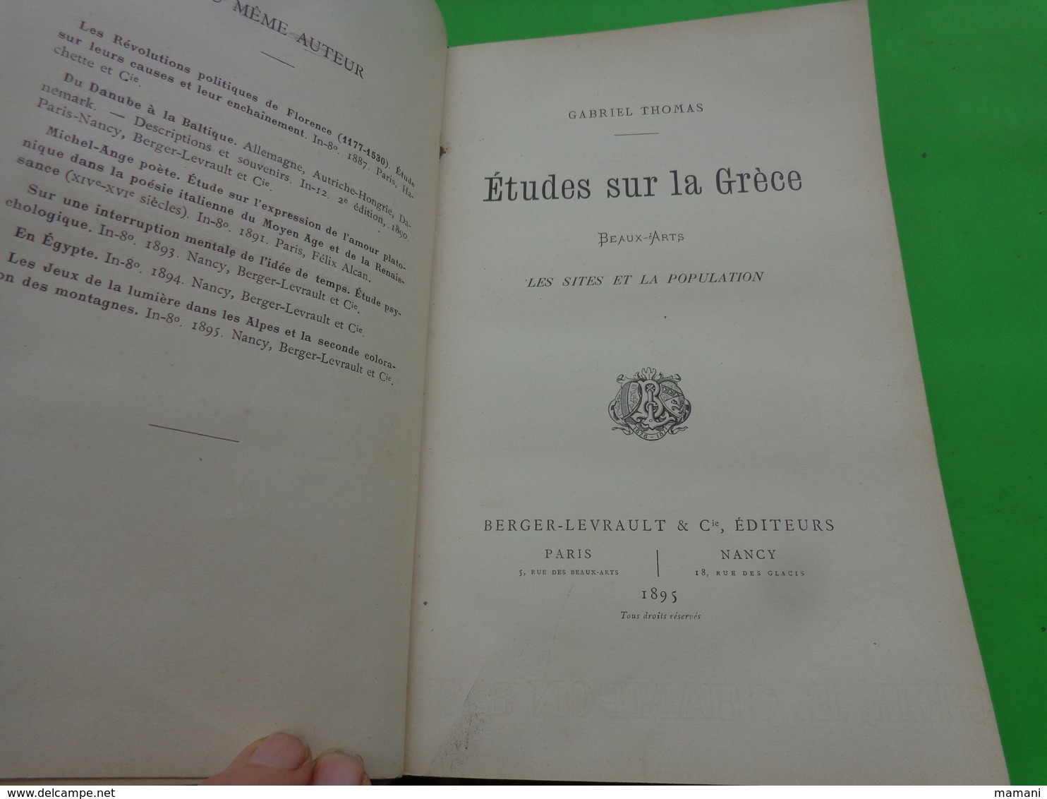 Livre Lycee Buffon Eleve Alberge-etudes Sur La Grece -beaux Arts -les Sites Et La Population -gabriel Thomas-1895 - Altri & Non Classificati