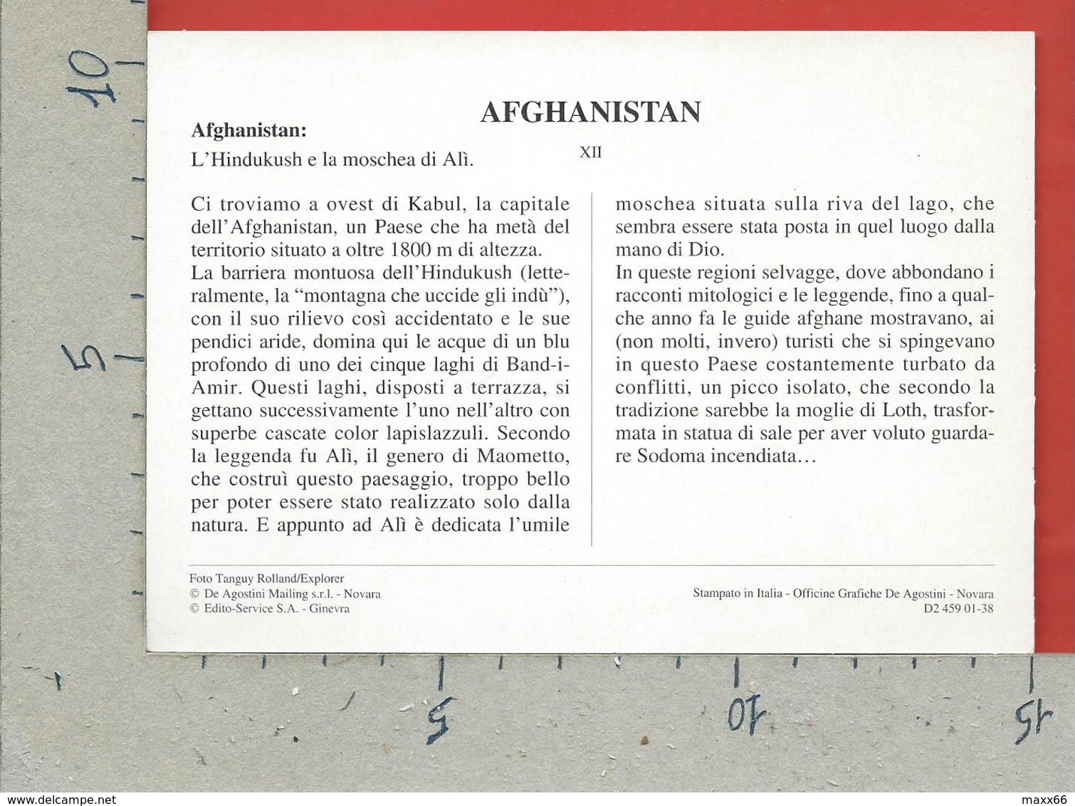 CARTOLINA NV DE AGOSTINI - AFGHANISTAN - L'Hindukush E La Moschea Di Alì - Vedute Dal Mondo - 10 X 15 - Afghanistan