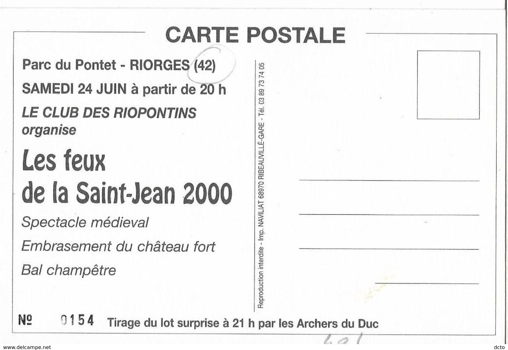 RIORGES (42) Parc Du Pontet Club Riopontins Feux Saint-Jean 2000 N° 0154, Cpm - Riorges