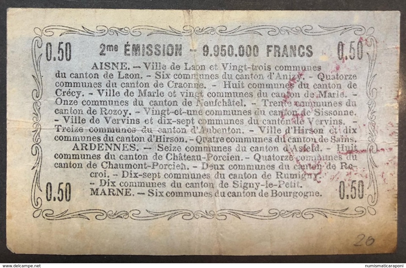 FRANCIA France 50 CENTESIMI Centimes 16 06 1916 BON REGIONAL Lotto.1438 - Ohne Zuordnung