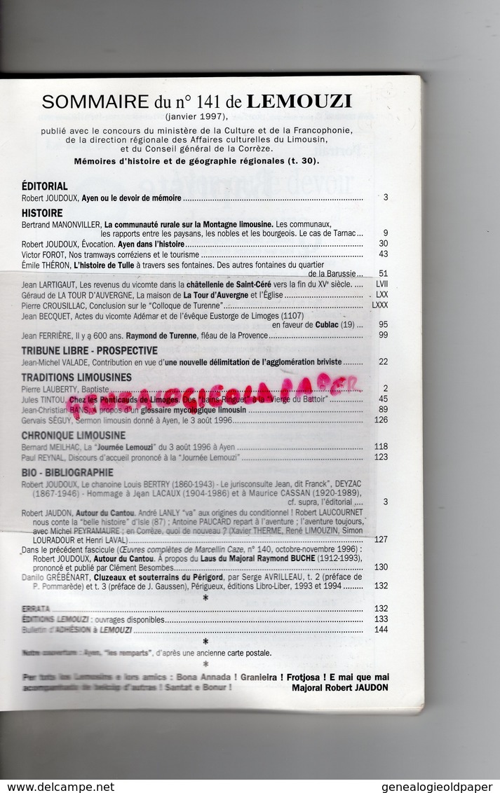 87- 19-23- REVUE LEMOUZI-BRIVE-TULLE- AYEN-LIMOGES-CUBLAC-TARNAC-MYCOLOGIE-TURENNE-SAINT CERE-EGLETONS -TOUR AUVERGNE- - Limousin