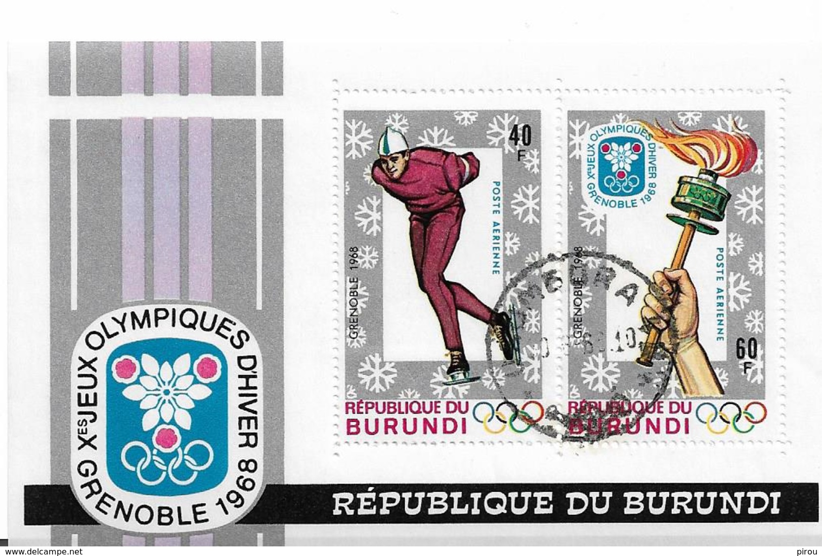 BURUNDI BLOCS FEUILLETS  JEUX OLYMPIQUES DE GRENOBLE 1968 - Winter 1968: Grenoble