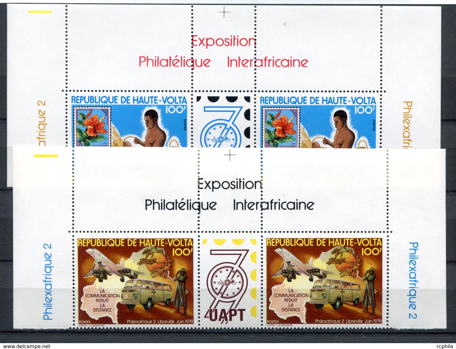 RC 17411 HAUTE VOLTA COTE 24€ N° 478A / 479A CONCORDE WW COMBI VANNIER PAIRES AVEC VIGNETTE CENTRALE NEUF ** TB MNH VF - Obervolta (1958-1984)