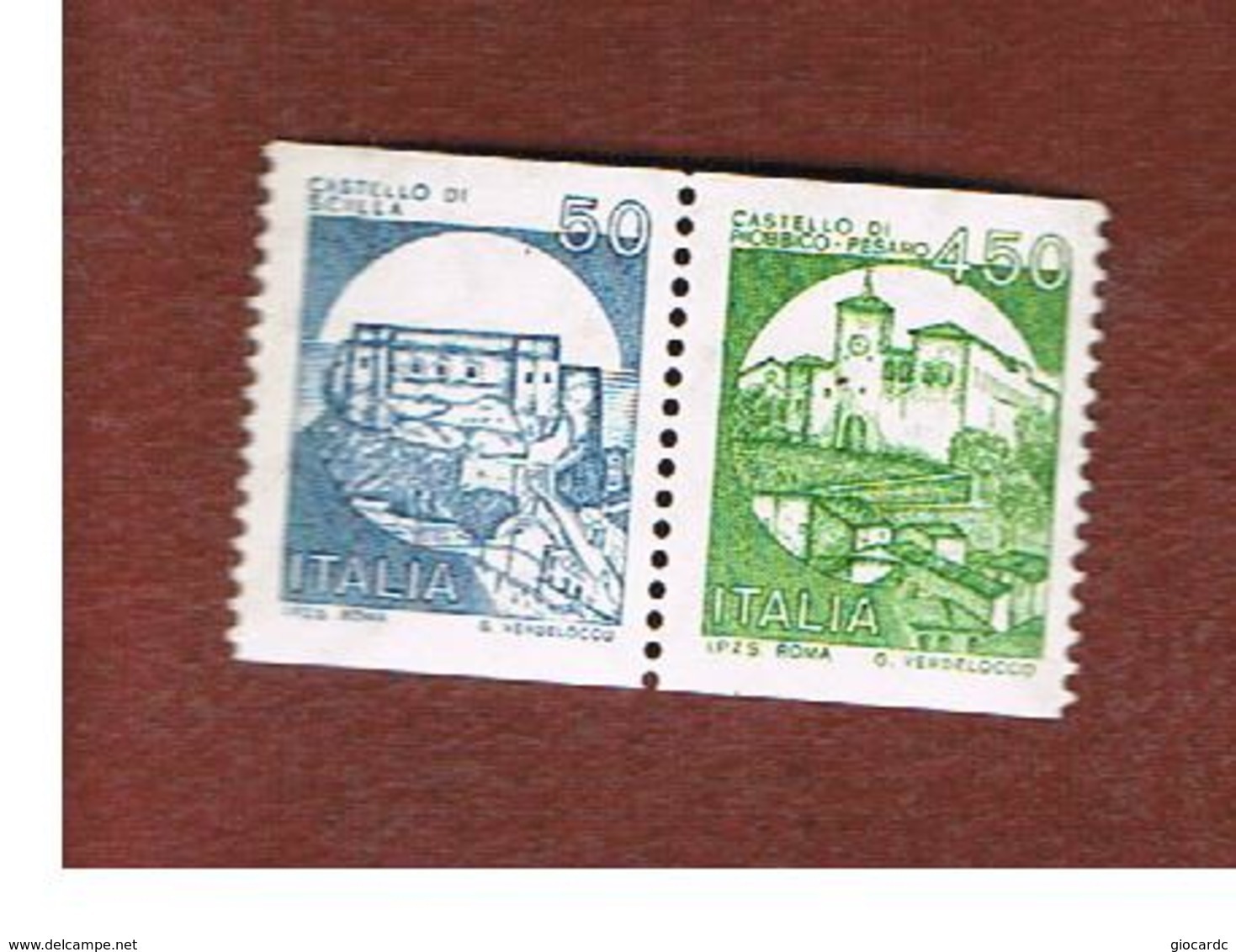 ITALIA  - UNIF. 1737.1738  - 1985 CASTELLI X DISTRIB. AUT. COPPIA 50 + 450 SE-TENANT  - NUOVI **(MINT) - 1981-90: Neufs