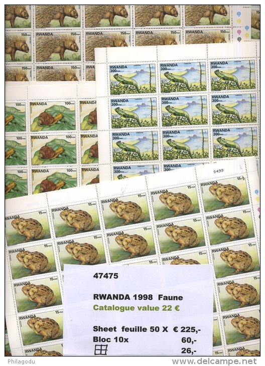 1998   RWANDA Blocs De  4   FAUNE Snail Frog Grenouille  ** Cotées 22E =  88 E - Neufs