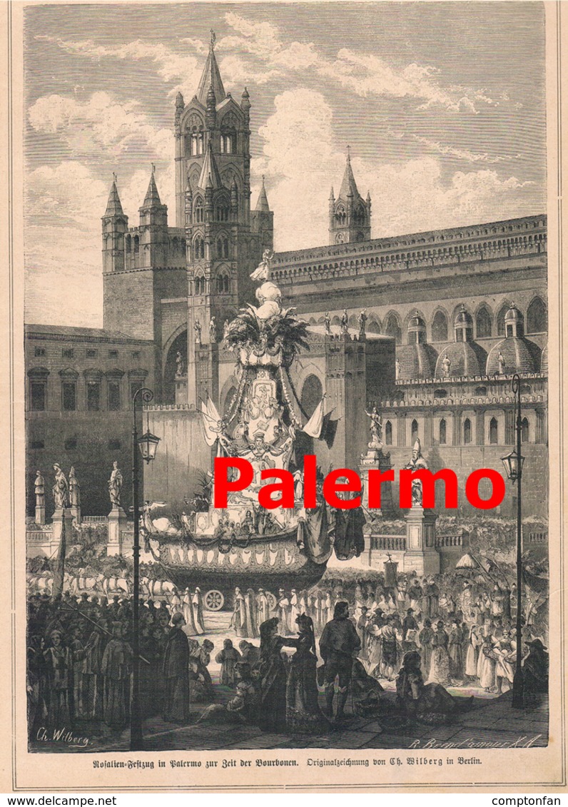 A102 523 Palermo Fest Heiligen Rosalie Paliemmu Artikel Mit 3 Bildern 1879 !! - Altri & Non Classificati