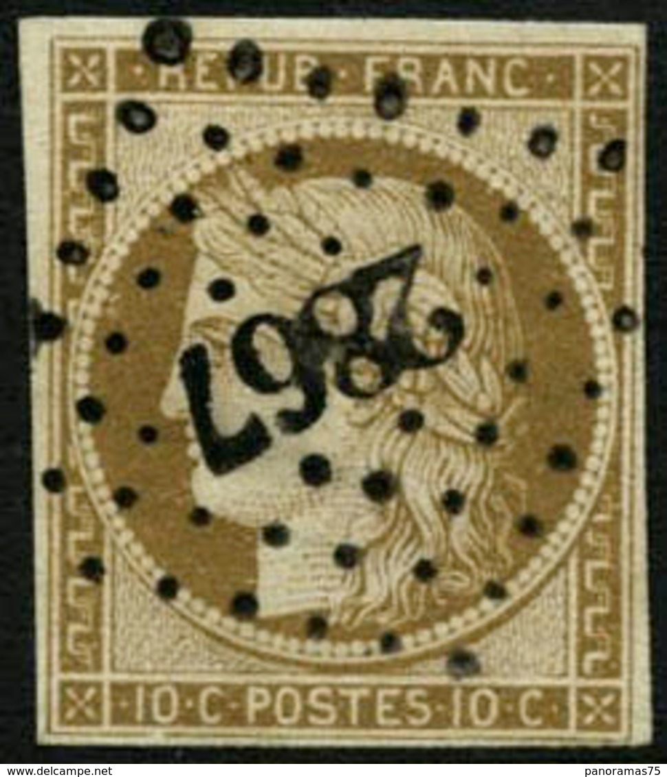 Obl. N°1 10c Bistre, Signé Calves Et Brun - B - 1849-1850 Ceres