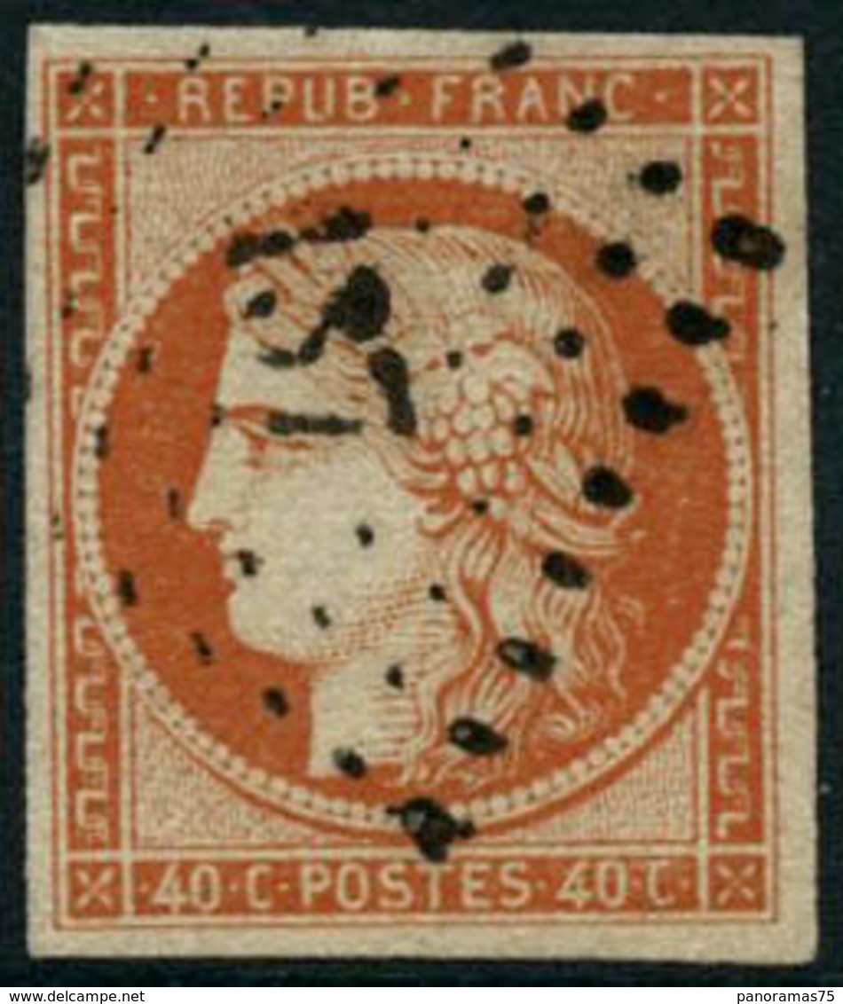 Obl. N°5a 40c Orange Vif, Signé Scheller - TB - 1849-1850 Cérès