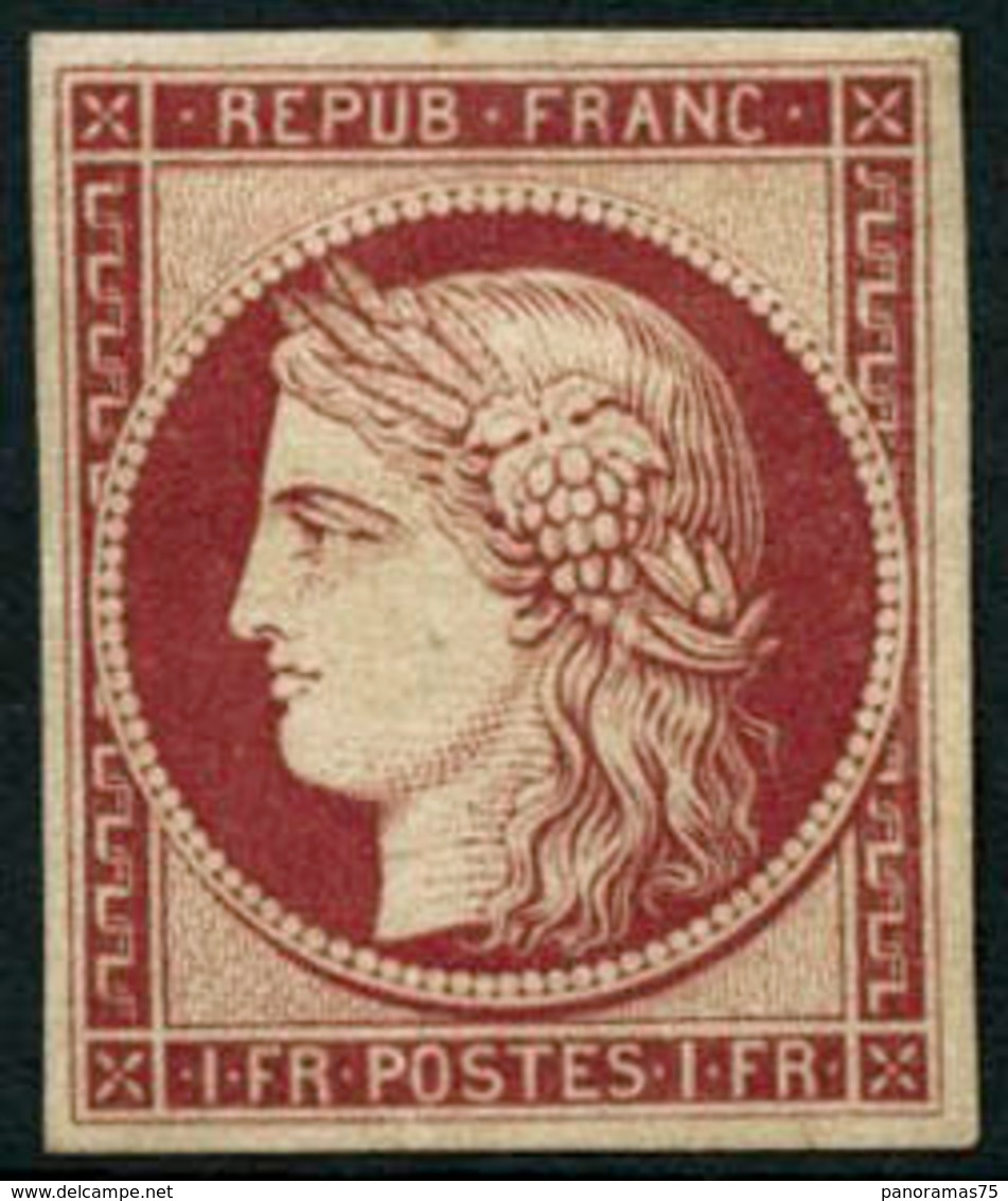 ** N°6F 1F Carmin, Réimp - TB - 1849-1850 Cérès