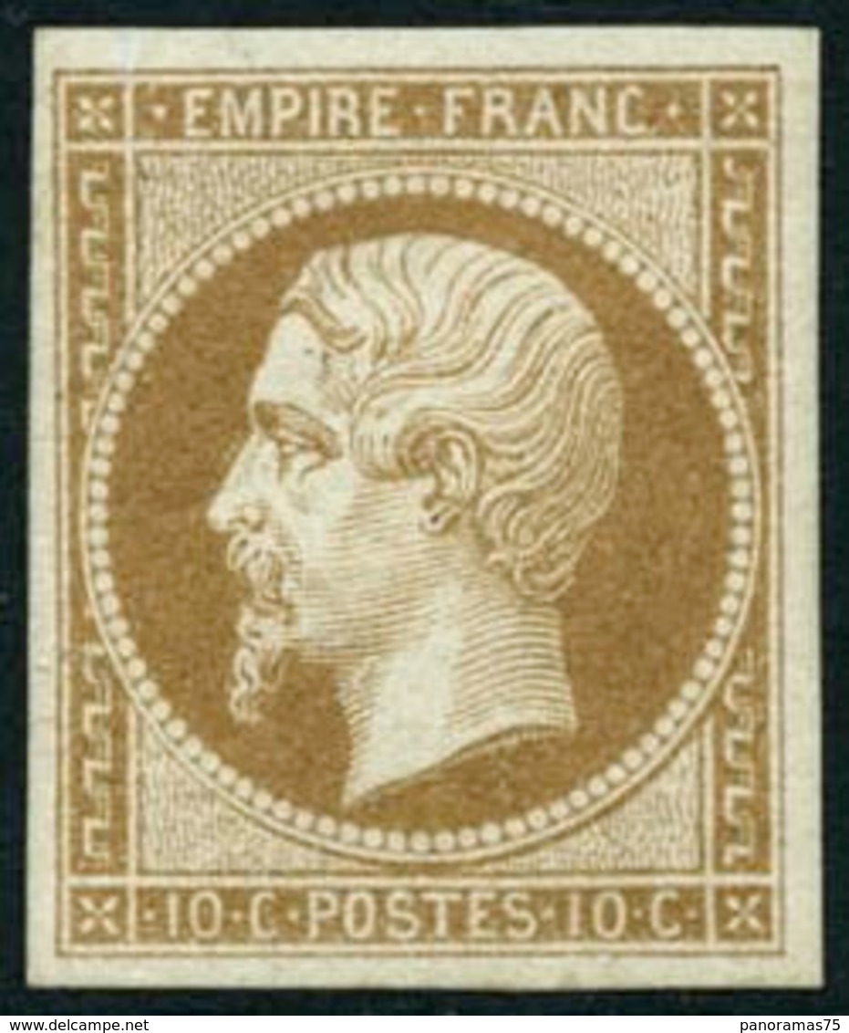 ** N°13B 10c Brun Clair, Type II Infime Froissure De Gomme Verticale - B - 1853-1860 Napoléon III