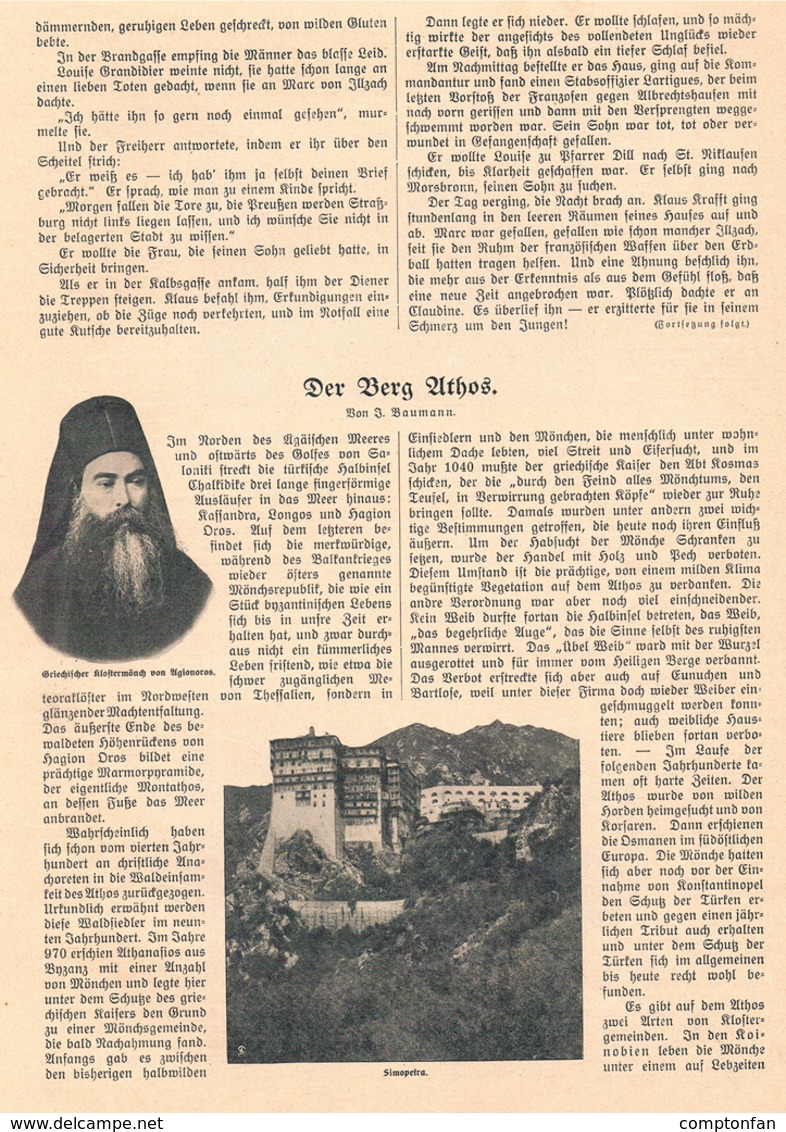 538 Berg Athos Kloster Griechenland Artikel Mit 8 Bildern 1913 !! - Non Classificati