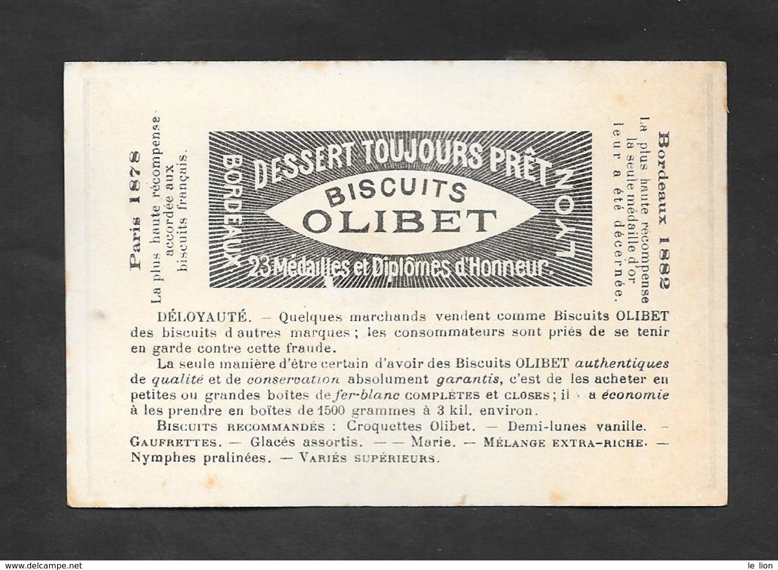 Chromo Doréchromo Doré Lith BOGNARD Biscuits OLIBET  ''oh Por Vu Que Mes Boites..''  7,5x11 OTTIMO STATO - Sonstige & Ohne Zuordnung