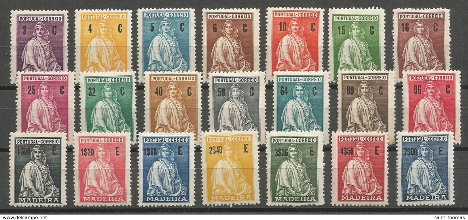 Portugal Madeira Afinsa 41/61 Complete Set Ceres MNH / ** 1929 (2 Values With Brown Spots! See Pictures) - Unused Stamps