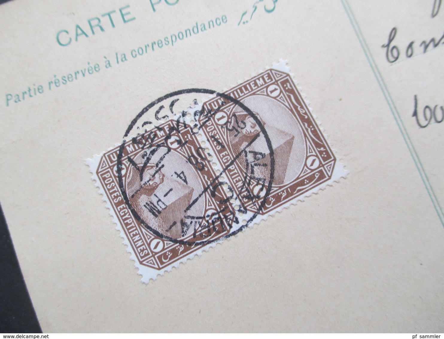 Ägypten 1908 Carte Postale / Ganzsache Mit 2 Zusatzfrankaturen Stp. Alexandria An Den Deutschen Konsul In Marseille - 1866-1914 Ägypten Khediva