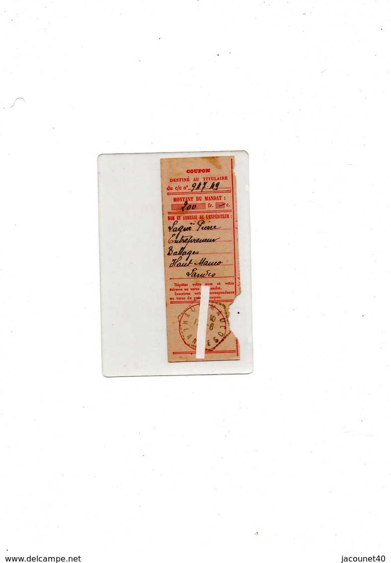 Haut Mauco 40 Coupon Mandat 1943 - Brieven En Documenten