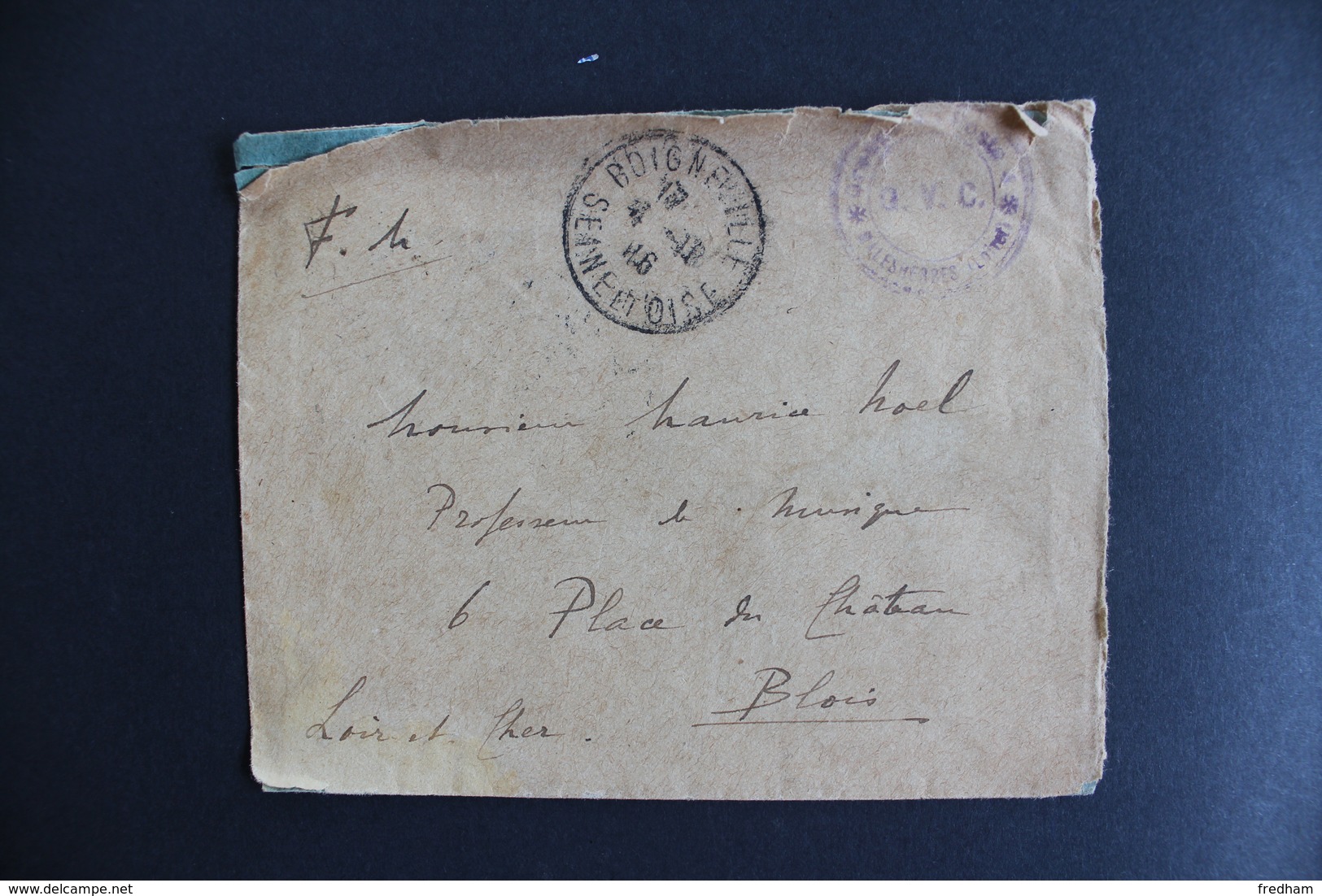 1916 FM  BOIGNEVILLE CAD DU 04/10/1916 POUR BLOIS CAD ARRIVEE DU05/10/1916 EN FRANCHISE MILITAIRE SANS CORRESPONDANCE - 1877-1920: Période Semi Moderne