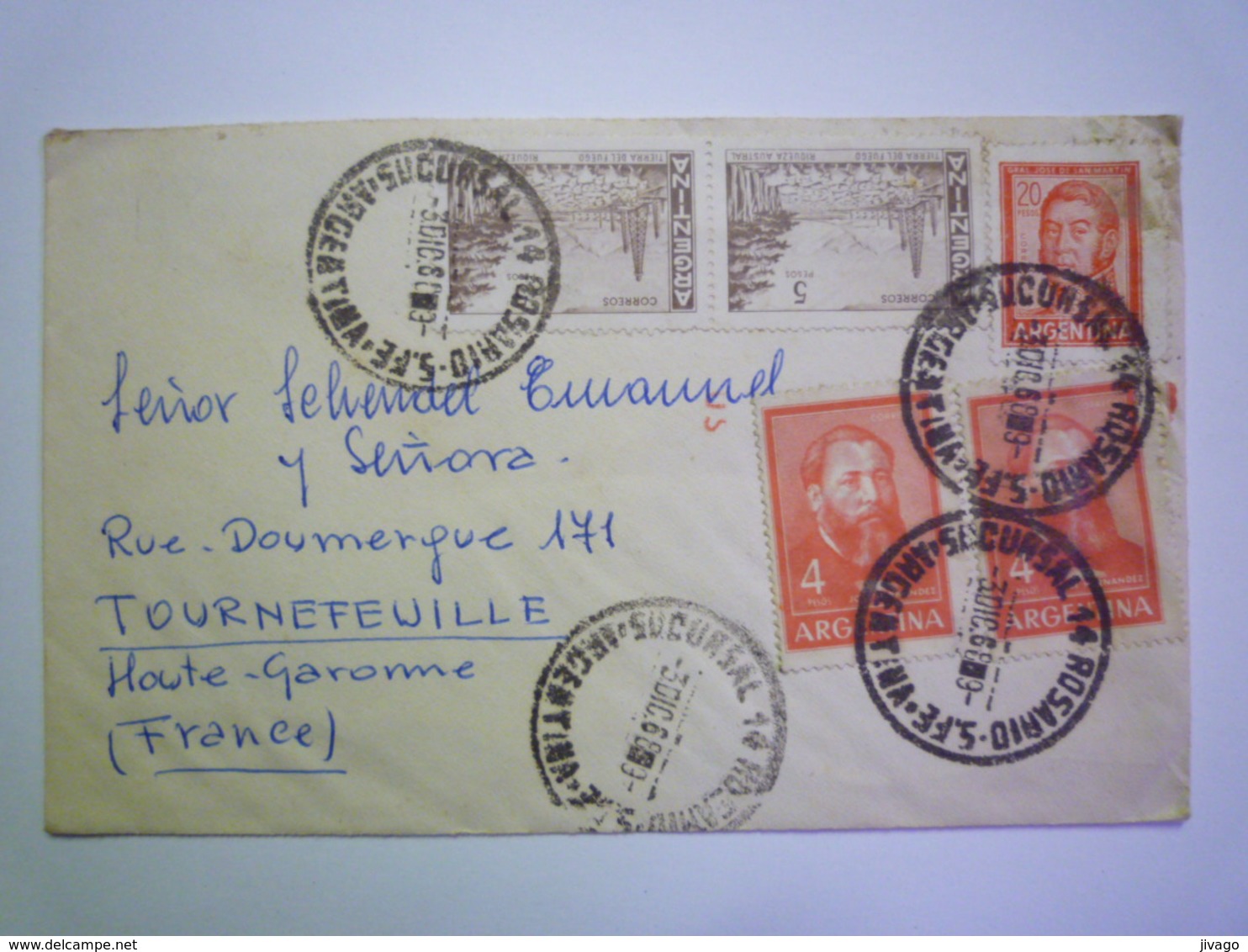 2020 - 5542  Enveloppe Au Départ De ROSARIO à Destination De TOURNEFEUILLE   1968   XXX - Cartas & Documentos