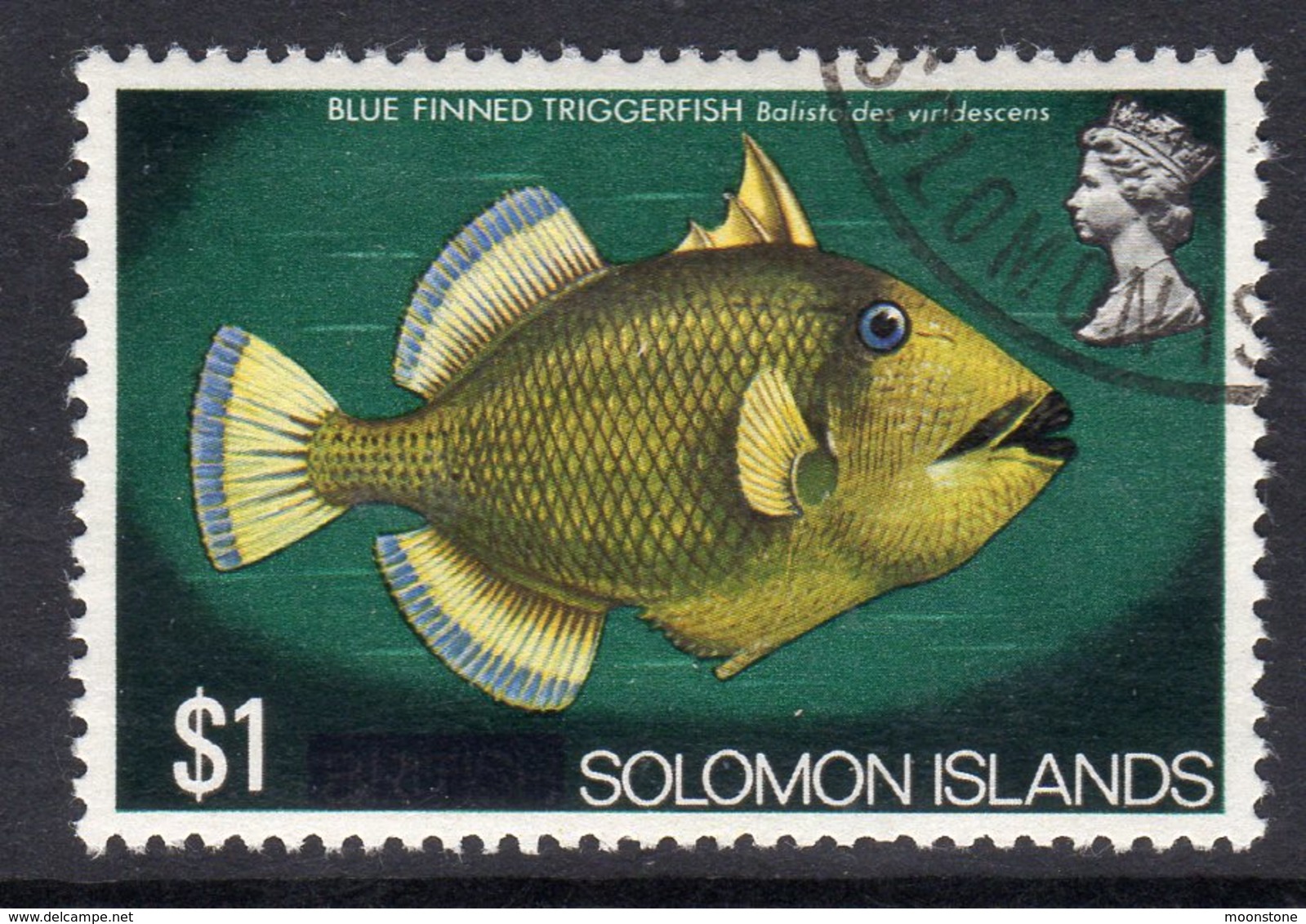 Solomon Islands 1975 Definitives $1 Value, Bar Obliterating 'British' White Paper Variety, Used, SG 298a (B) - Salomonseilanden (...-1978)