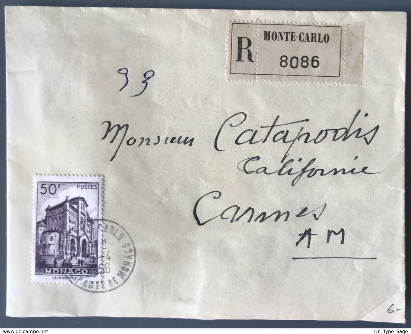 Monaco - Lettre Recommandée 1956 Pour Cannes - (C1341) - Poststempel
