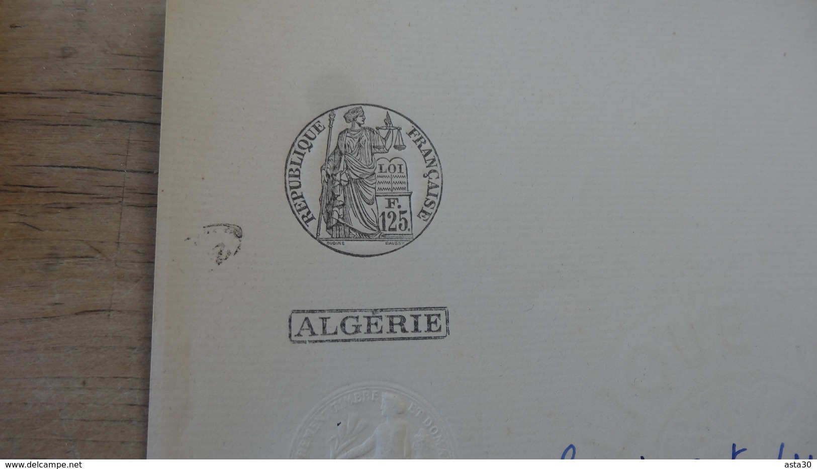 Papier Fiscal ALGEIRE, Testament 1954  .................. F-18 - Manuscrits