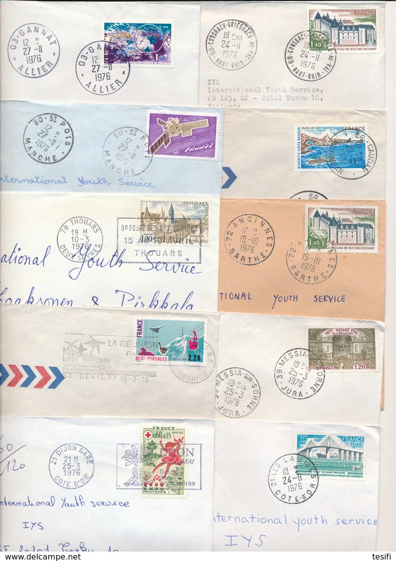 France 1976 34 Covers To Finland, Clear Postmarks - Lettres & Documents
