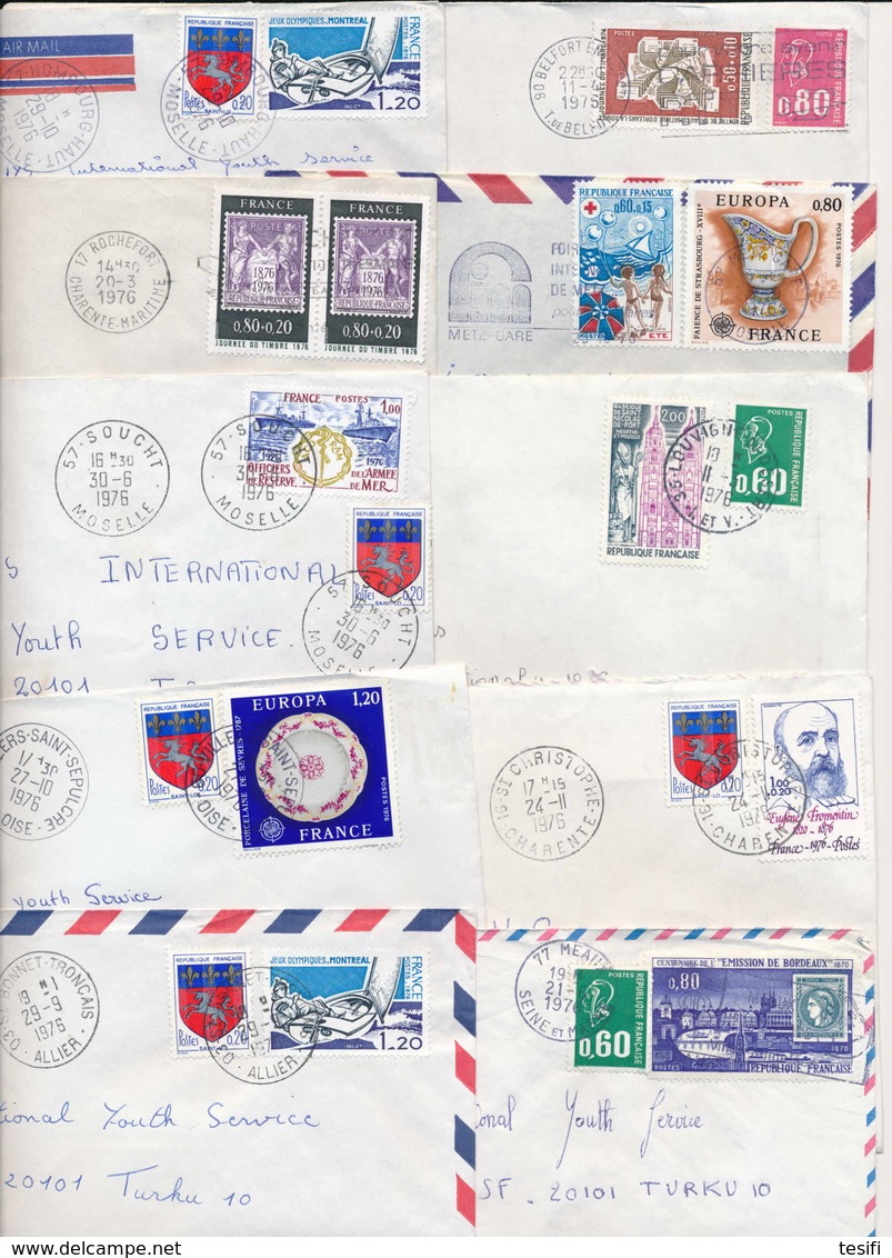 France 1976 34 Covers To Finland, Clear Postmarks - Lettres & Documents