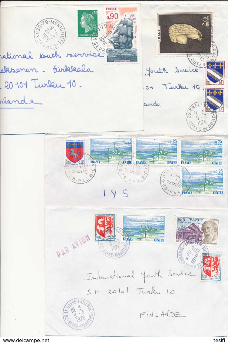 France 1976 34 Covers To Finland, Clear Postmarks - Lettres & Documents