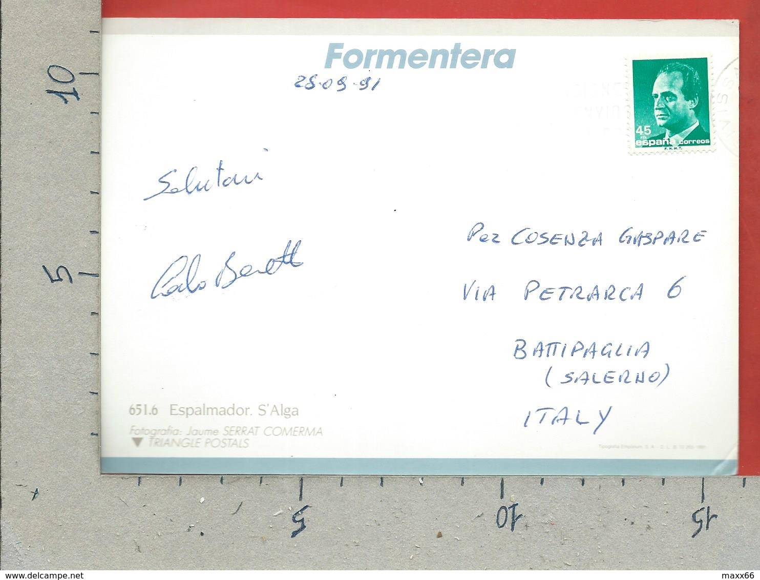 CARTOLINA VG SPAGNA - BALEARI - FORMENTERA - Espalmador - S'Alga - 11 X 16 - 1991 - Formentera