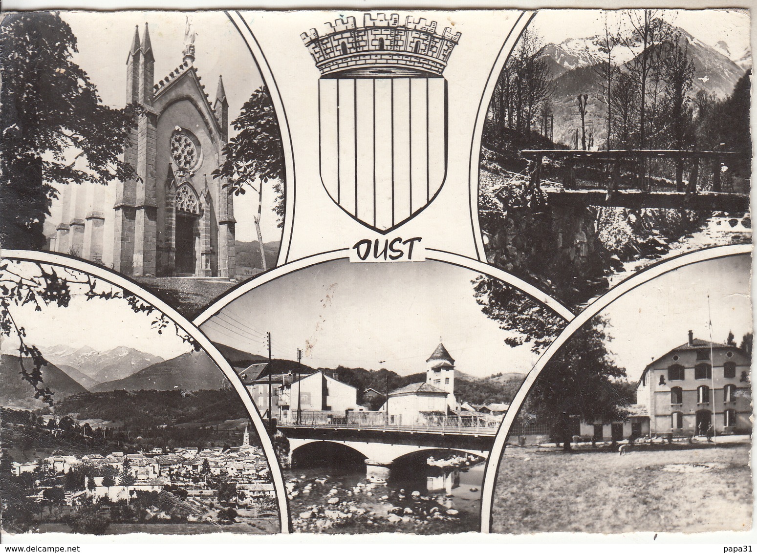OUST - Chapelle Du Pouech,Vallée D'Aulus,vue Générale,Pont Sur Le Garbet,Colonie De Vacances - Oust