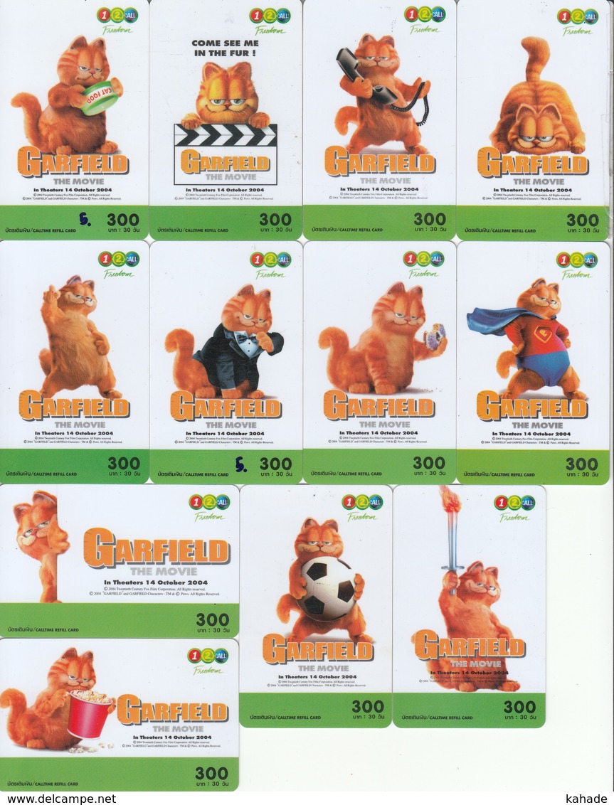 12 X Thailand Phonecard 12Call Movie Film Garfield Very Nice - Kino